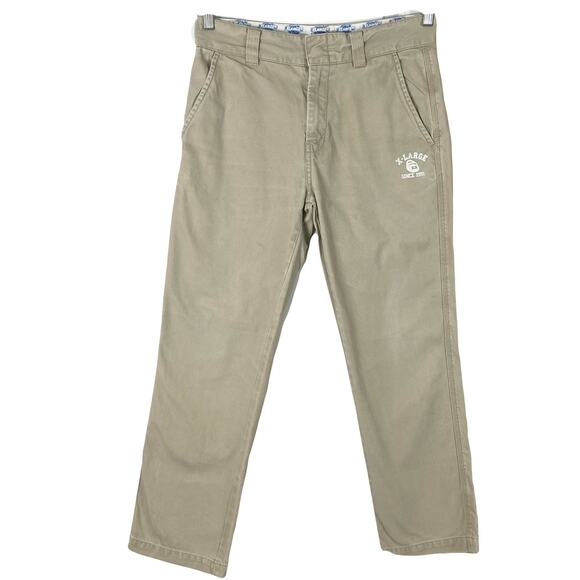 XLARGE Pants Men W32, Beige,Logo-Print,Zip,Pocket,Cotton100% - Picture 1 of 16